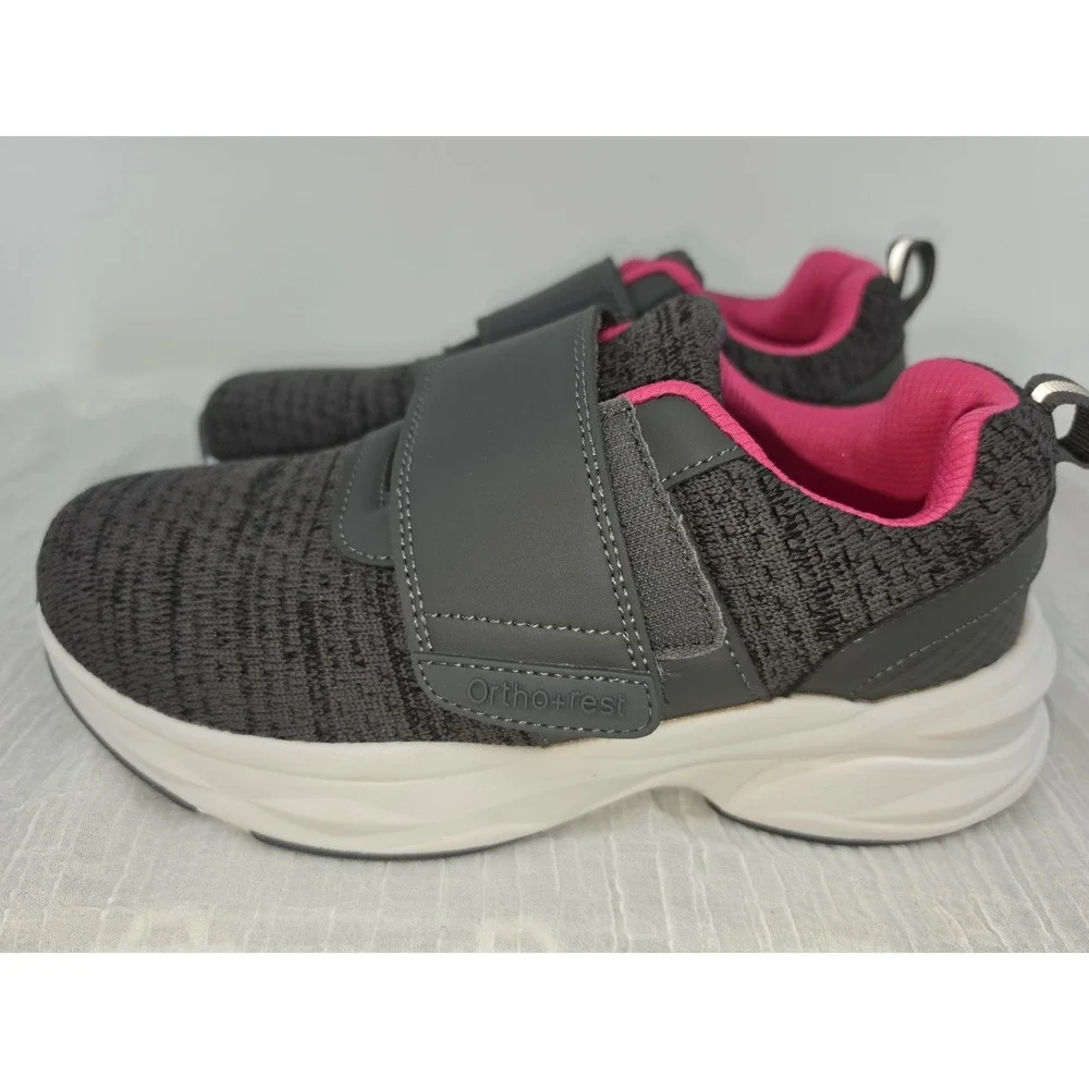 Ortho+rest Women's Diabetic Walking Shoes Norma Grey Pink Strap Sz 7 New